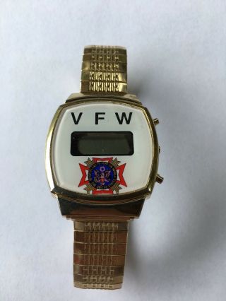 Vintage Veterans Of Foreign Wars Vfw Digital Stainless Steel Wrist Watch Vtg Vfw