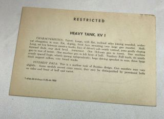 WWII WW2 US Army Air Force Photo Identificatin Card R162,  Russian KV1 Heavy Tank 2
