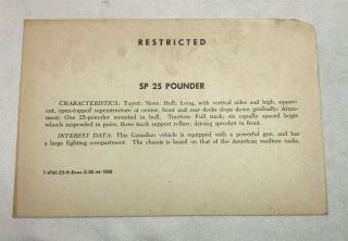 WWII WW2 US Army Air Force Photo Identificatin Card R105,  SP 25 Pounder Tank,  War 2