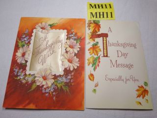 2 Vintage Greeting Cards For Thanksgiving 1950 
