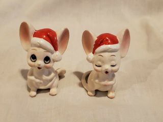 Vintage Christmas White Mice Figurines