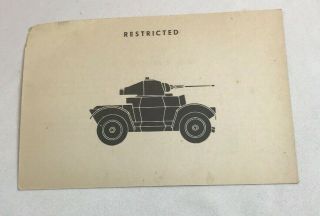 Wwii Ww2 Us Army Air Force Photo Identificatin Card R154.  Diamler Armored Car,  War