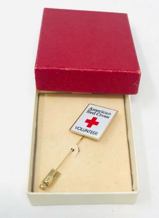 Vintage Gold Tone American Red Cross Volunteer Pin Brooch Pin Lapel Pin