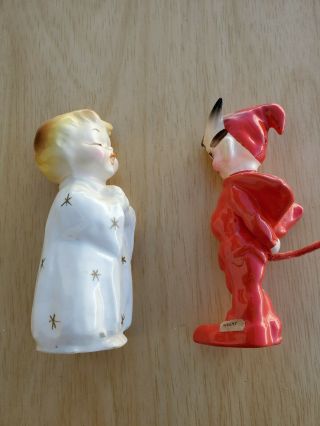 Vintage Red Devil And White Angel Salt And Pepper Shakers