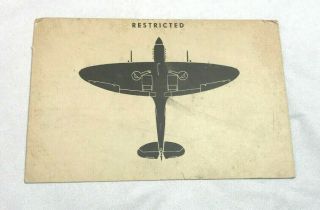 Wwii Ww2 Us Army Air Force Photo Identificatin Card R131,  British Fighter Plane