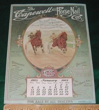 Trotter Sulky Race Cresceus Prt 1903 Capewell Horse Nail Mailaway Wstrn Horseman