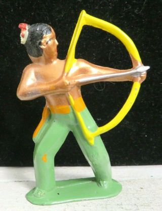 Barclay Lead Toy Figure Pod Foot Indian Brave With Bow And Arrow B - 100