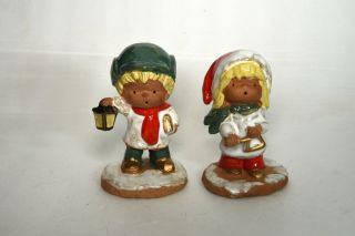 Napcoware Boy And Girl Pair Vintage Ceramic Christmas Carolers