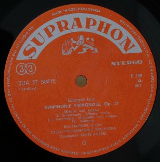 Supraphon 1st Red SUA ST 50615 NM IDA HAENDEL Lalo,  Ravel Sample record? 2