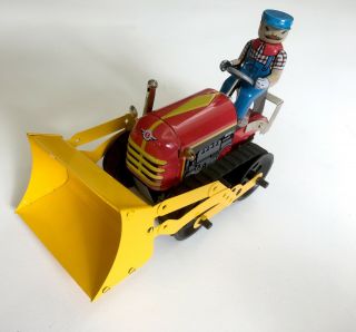 Vintage Style Wind Up Toy Bulldozer.  Tin Toy.  Made In China.  Brand.