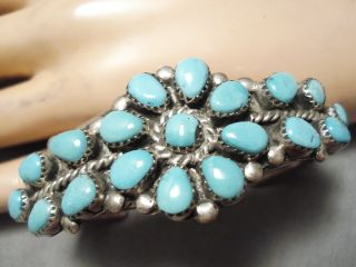 Quality Vintage Navajo Tears Of Joy Turquoise Sterling Silver Bracelet Old