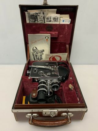 Vintage Paillard Bolex H Movie Camera Yvar Switar Lytar Lens W/case Switzerland