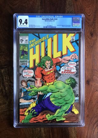 Incredible Hulk 141 Cgc 9.  4 Nm (7/71) Ow - W Pages Origin 1st App Doc Samson