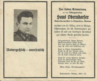 German Death Card – Oberndorfer - Grave In Balga East Prussia (northwest Russia)