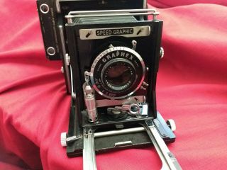 Vintage Graflex Speed Graphic Camera 127mm Ektar Lens w/2 Film Holders 2