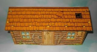 1950 - 60s Marx Fort Apache Play Set Tin Litho Cabin