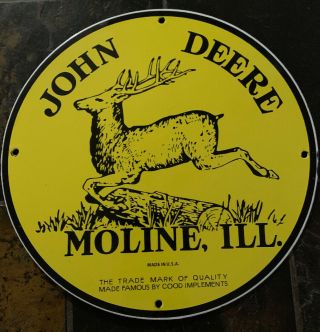 Vintage John Deere Metal Sign Made In U.  S.  A 12 Inches