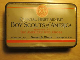 Old 1915 Tin - Boy Scouts Of America First Aid Kit Bauer & Black Chicago