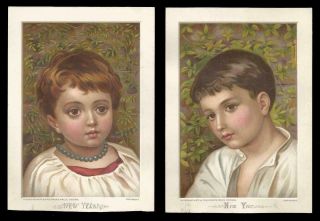 A22 - Girl And Boy - Prize Designs - Matched Victorian Year Cards