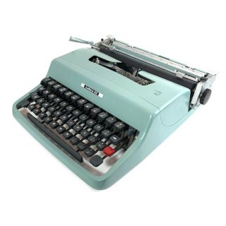 Olivetti Lettera 32 Typewriter Portable Blue Mid Century Modern Vtg