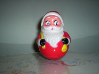 Vintage Christmas Hard Plastic Santa Clause Toy - Roly Poly - Kiddie Products