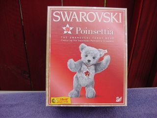 Swarovski Poinsettia Steif Bear Plus Ornament