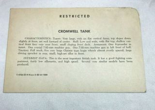 WWII WW2 US Army Air Force Photo Identification Card R93,  Cromwell Tank,  MKVIII 2