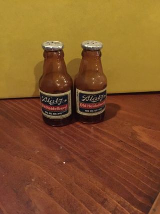 3 " Blatz Beer Bottle Salt And Pepper Shakers