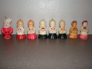 8 Vintage Unlit Gurley Christmas Candles Choir Girl,  Boy,  Santa,  Tavern Candles