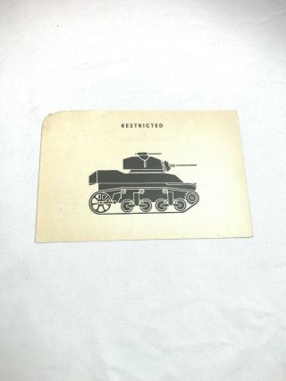 Wwii Ww2 Us Army Air Force Photo Identificatin Card R,  144,  M5a1 Light Tank,  War