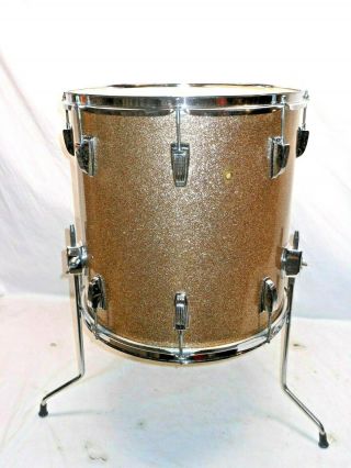 Vintage May 24 1967 Ludwig Classic 16x16 " Pink Champagne Sparkle Floor Tom - Tom