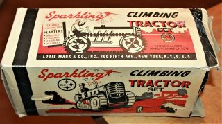 Louis Marx & Co Sparkling Climbing Tractor Set Box Only 1950s?