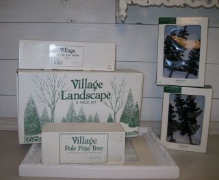 Dept.  56 Christmas Village Accessories Trees Bottle Brush Sisal Hedge Pole Pine