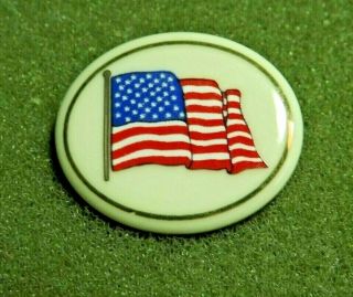 Usa American Flag Lapel Pin Signed Lenox Vintage ? Porcelain Ceramic 4th Of July