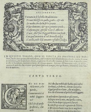 1558 Woodcut Leaf From Ludovico Ariosto From Orlando Furioso - Canto Terza
