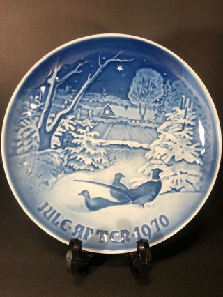 B&g Copenhagen Porcelain Plate/ " Pheasants In The Snow At Christmas " /1970/ Iob