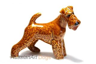 Figurine Irish Terrier Dog Statuette,  Ceramic,  Statue Faience