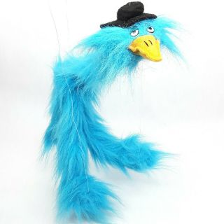Doozy Bird Marionette String Puppet Plush Soft Toy Blue Vintage