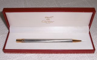 Cartier Trinity Ballpoint Pen Must De Cartier Authentic Gold Brushed Silver