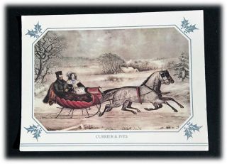 Vintage Burgoyne Currier & Ives The Road Winter Christmas Holidays Season Card