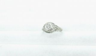 Vintage Estate 14k White Gold Diamond Ring