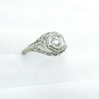 Vintage Estate 14k White Gold Diamond Ring 2