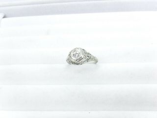 Vintage Estate 14k White Gold Diamond Ring 3