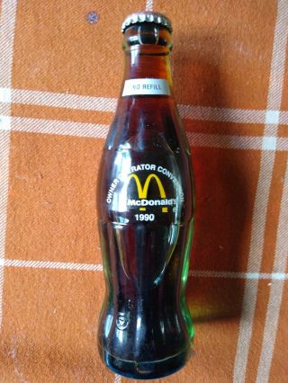 6.  5 Oz Coca Cola Commemorative Bottle - 1990 Mcdonald 
