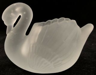 Vintage Taiwan Frosted Satin Glass Swan Candle Votive Holder