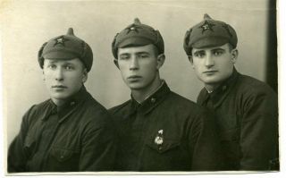 1930s Red Army Rkka Three Friends In Budenovka Russian Photo