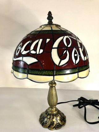 Coca Cola 16 " Tiffany Table Lamp Acrylic Stained Glass Shade &
