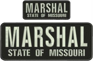 Marshal State Missouri Emb Patch 4x10 And 2x5 Hook On Back Blk/silver