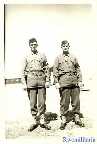 Port.  Photo: Tough Looking Pair Us Military Policemen Posed W/ Batons In Hand