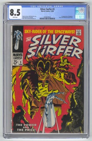 Silver Surfer 3 Cgc 8.  5 Marvel Comic Key 1st Mephisto White Pages